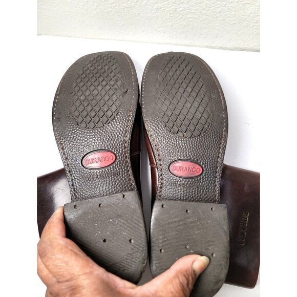 Brown Leather Durango Ankle Boots With Side Zipper size 10D - Picture 10 of 14